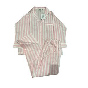 NWT Sleepy Jones Pink Marianne Stripe Pajama Top + Pant Set Womens SZ. XS $198